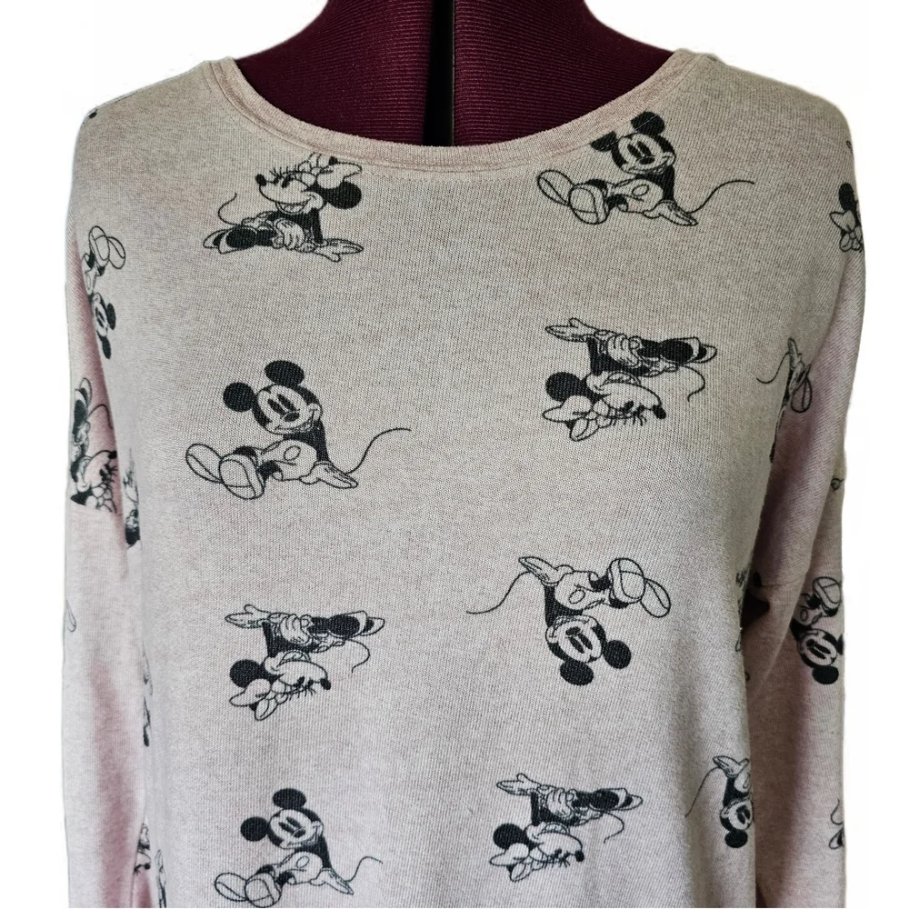 Disney Women's Pajama Top Pink with Black Mickey Pattern - Picture 5 of 15